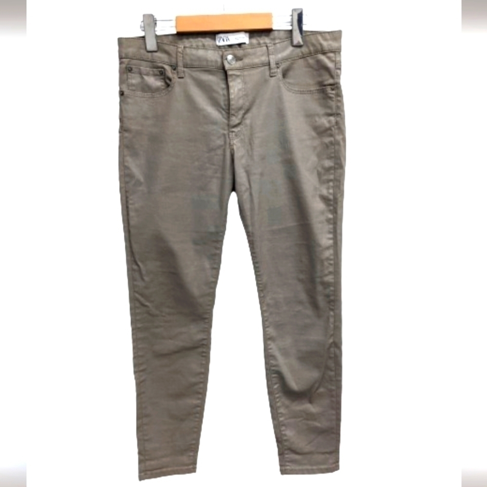 Zara tan mid-rise skinny pants